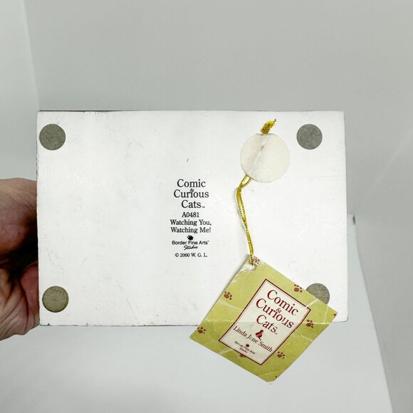 VTG Comic Curious Cats Tuxedo Cat Mouse Watching You Bookend Hide Figurine - Picture 11 of 12